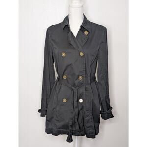 Michael Kors Black Double Breasted Belted Trench Coat / Jacket Womens Size M
